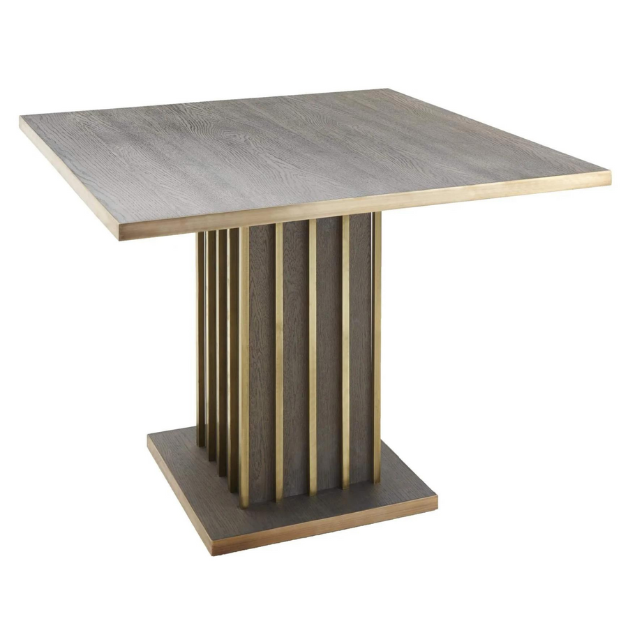 Astrid Square Oak & Fluted Brass Base Dining Table