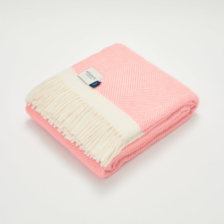 Candy Floss Pink Herringbone Wool Throw
