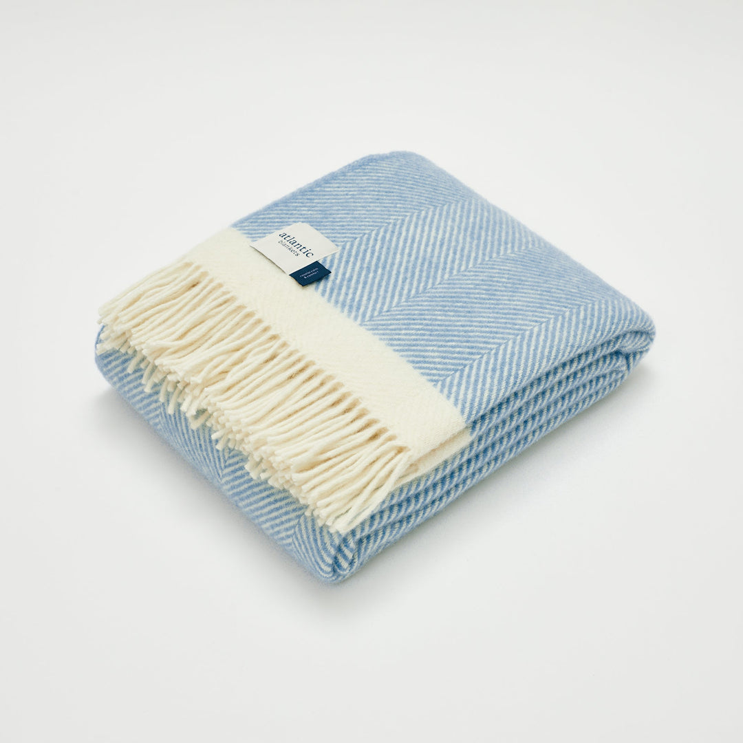 Dusk Blue Herringbone Wool Throw