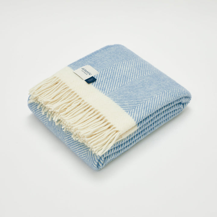 Dusk Blue Herringbone Wool Throw