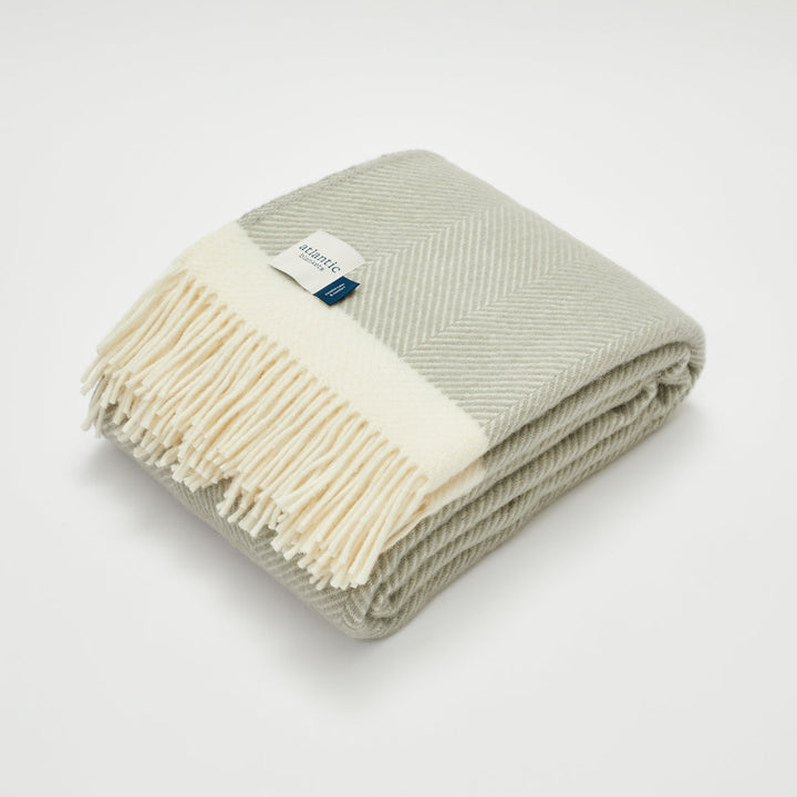 Harbour Mist Herringbone Wool Throw