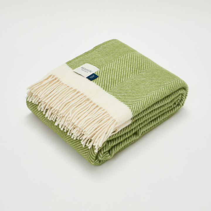 Kelp Green Herringbone Wool Throw