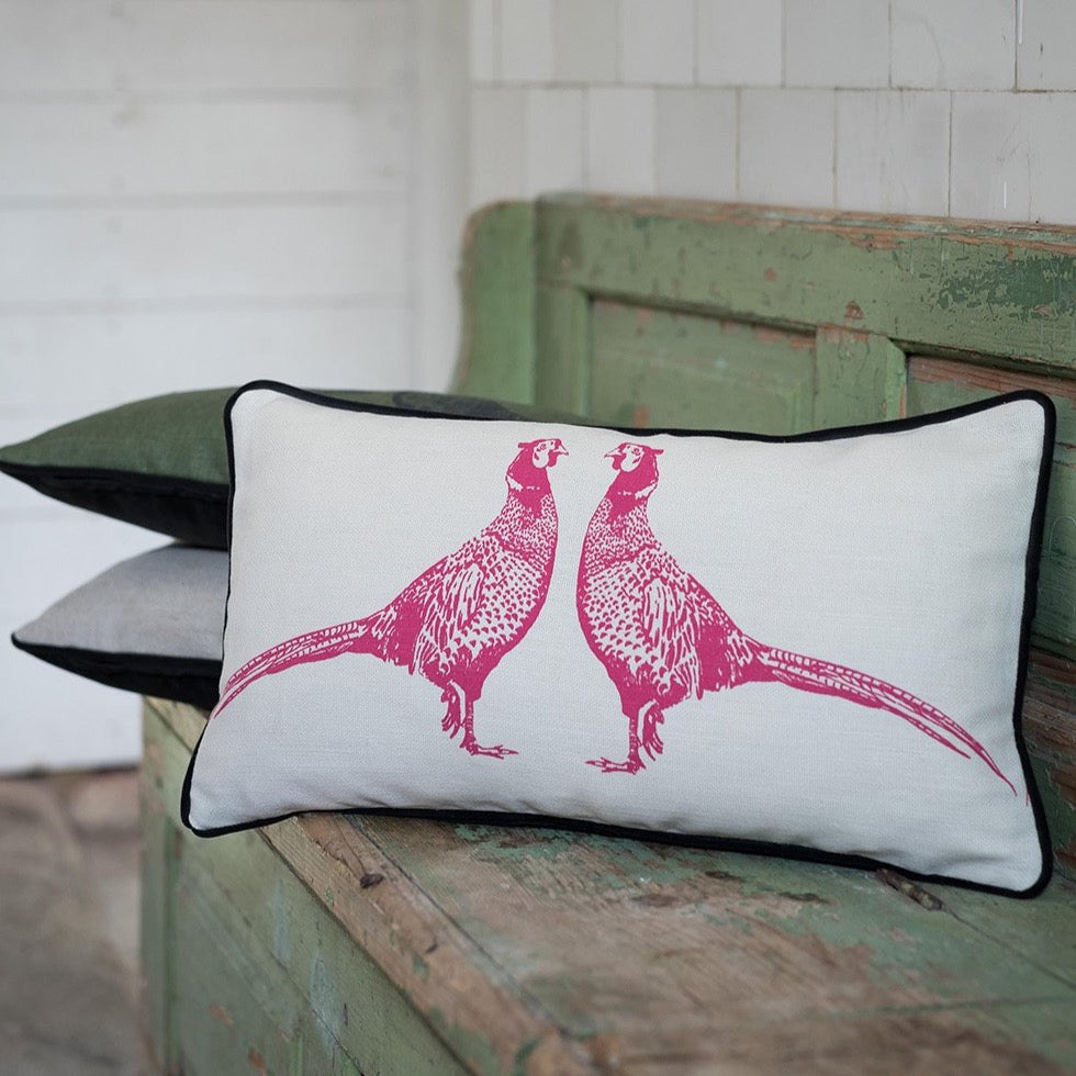 Pheasant Hot Pink Cushion