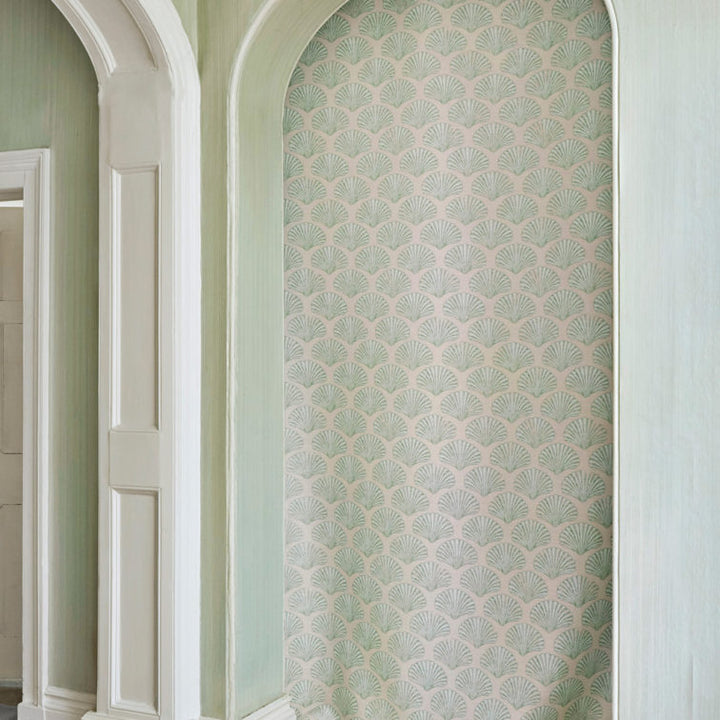 Green Scallop Shell Fabric by Barneby Gates