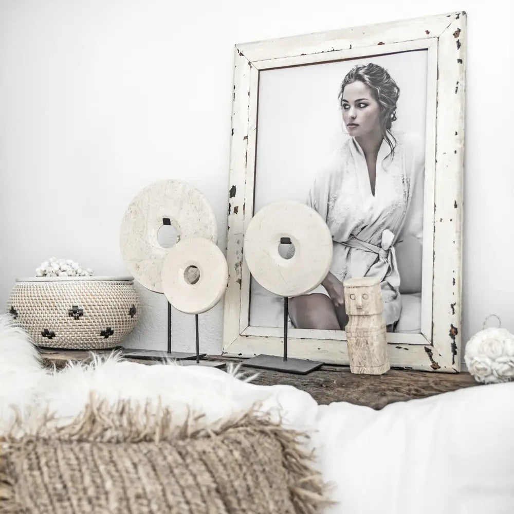 Blanc Marble Disc Sculpture