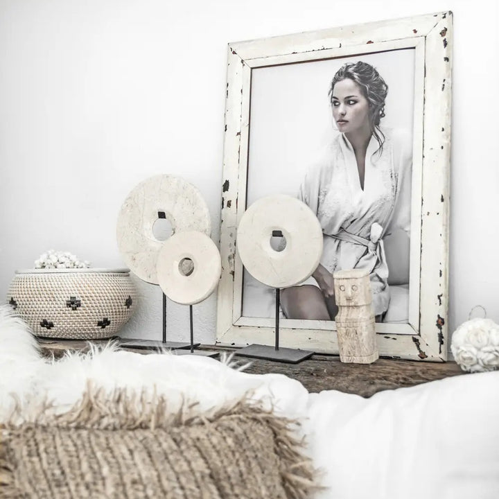 Blanc Marble Disc Sculpture