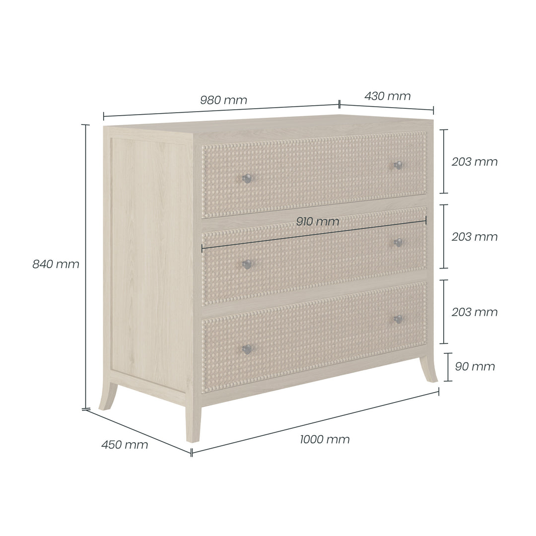 Witley Oak & Rattan Chest of Drawers
