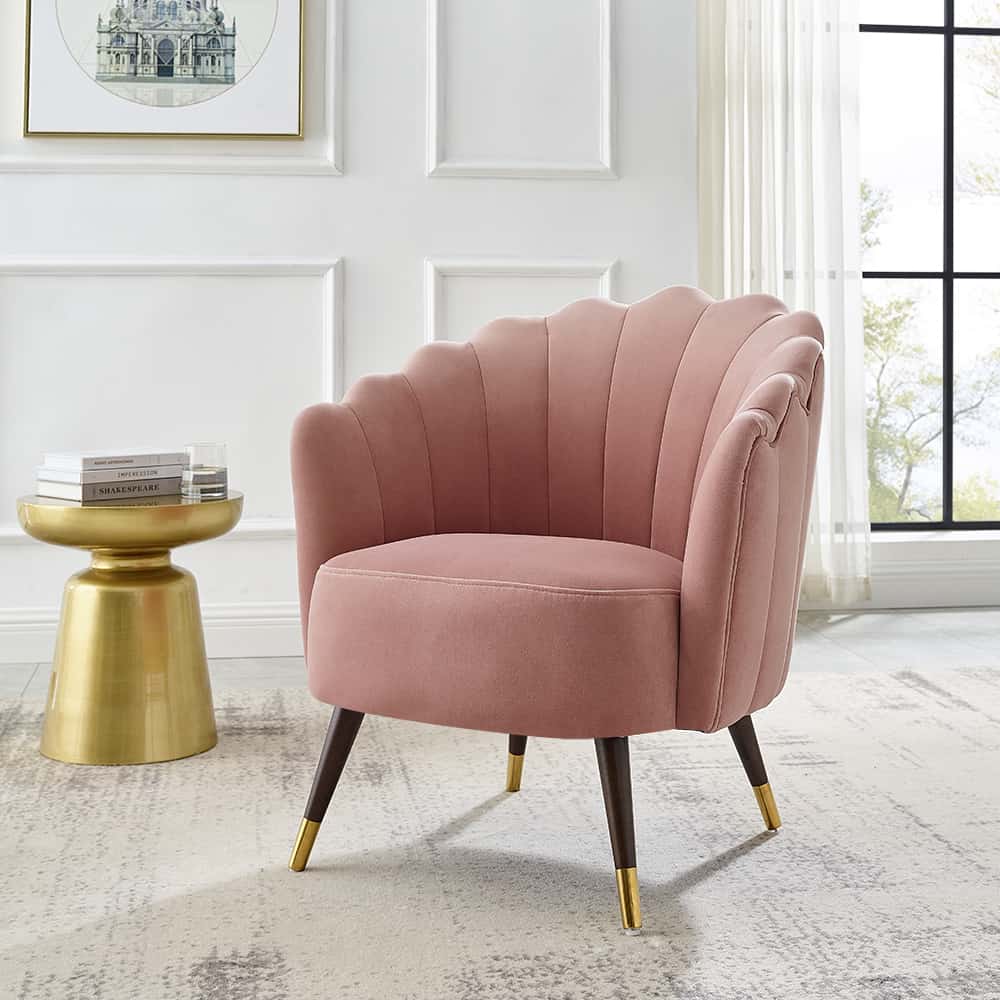 Shell Chair Pink Velvet Club Chair Shell Chair Light Pink Arm