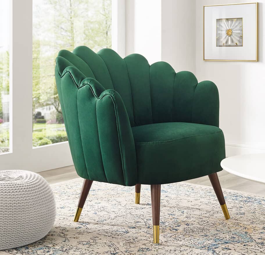 Camille Scalloped Armchair - Emerald Green