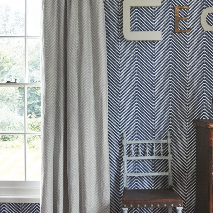 Barneby Gates Chevron Fabric in Feather Grey