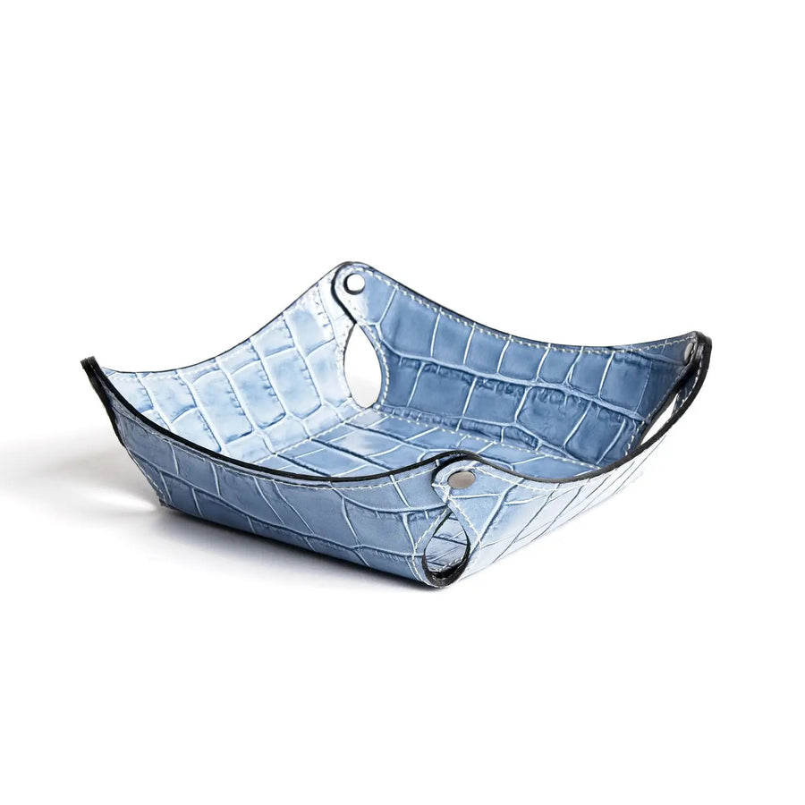 Crocodile Leather Tidy Tray - Powder Blue