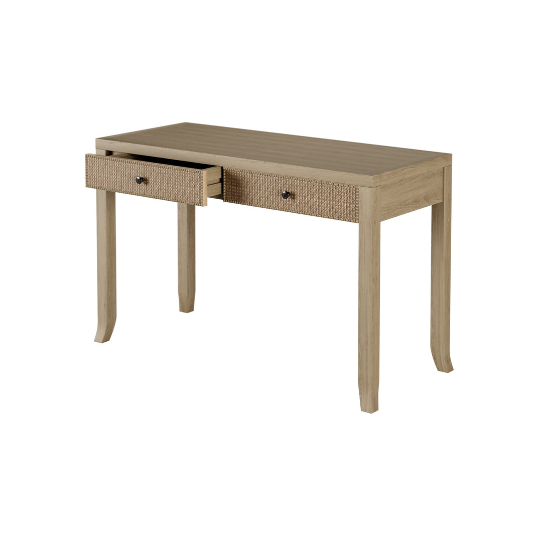Witley Oak & Rattan Desk