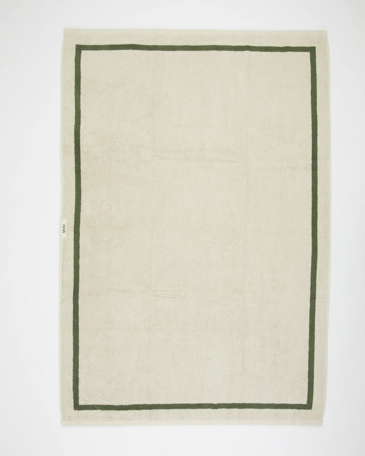 The Classic Ecru & Green Organic Cotton Towel