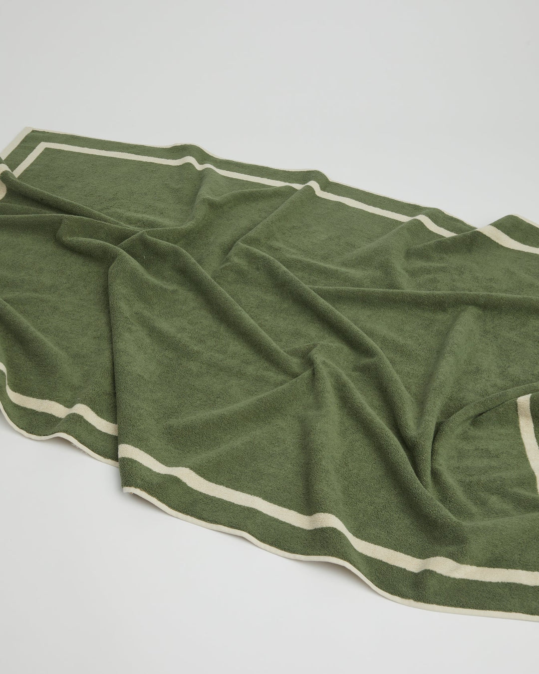 The Classic Ecru & Green Organic Cotton Towel