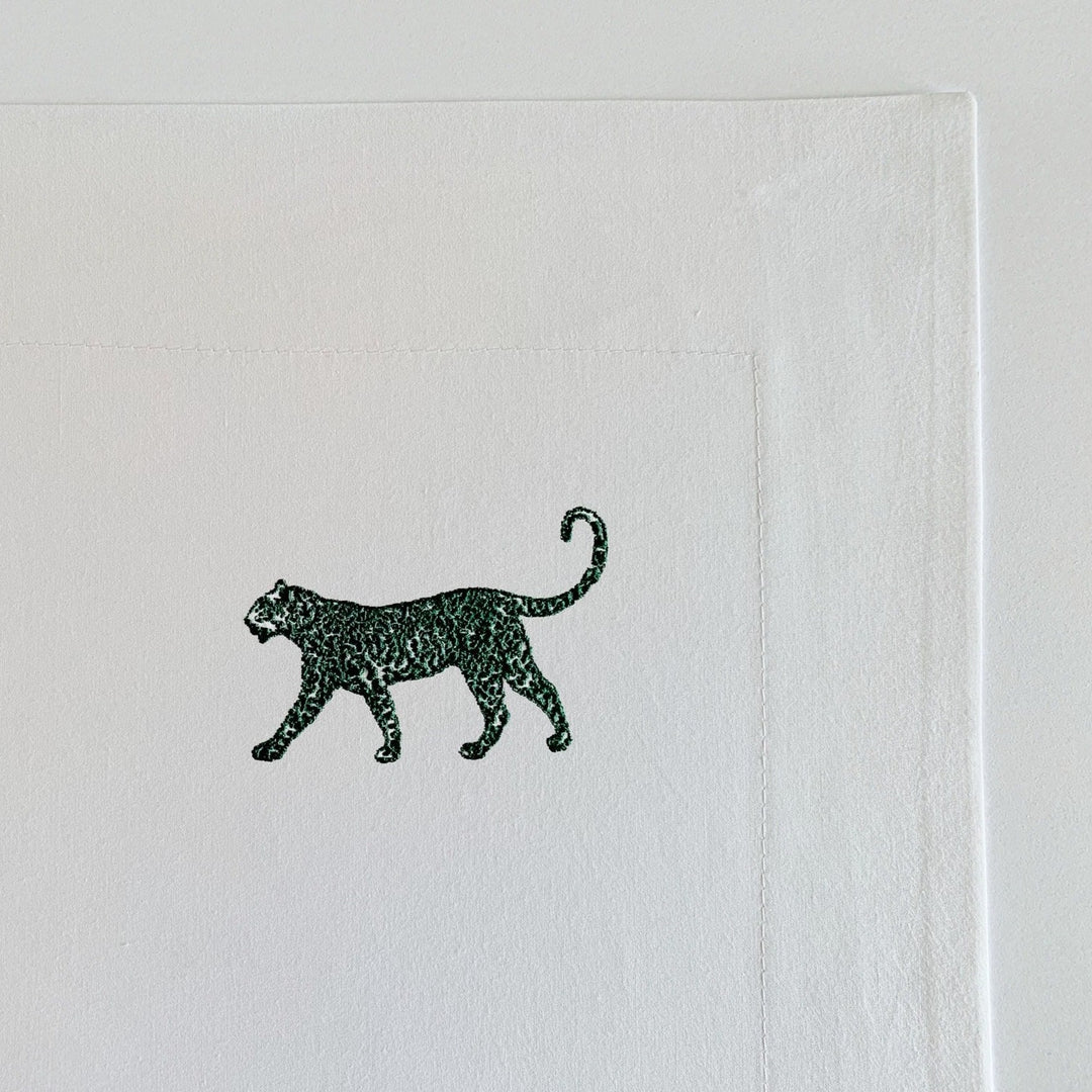 Ralph Hunter Green Embroidered Leopard Cotton Bed Linen