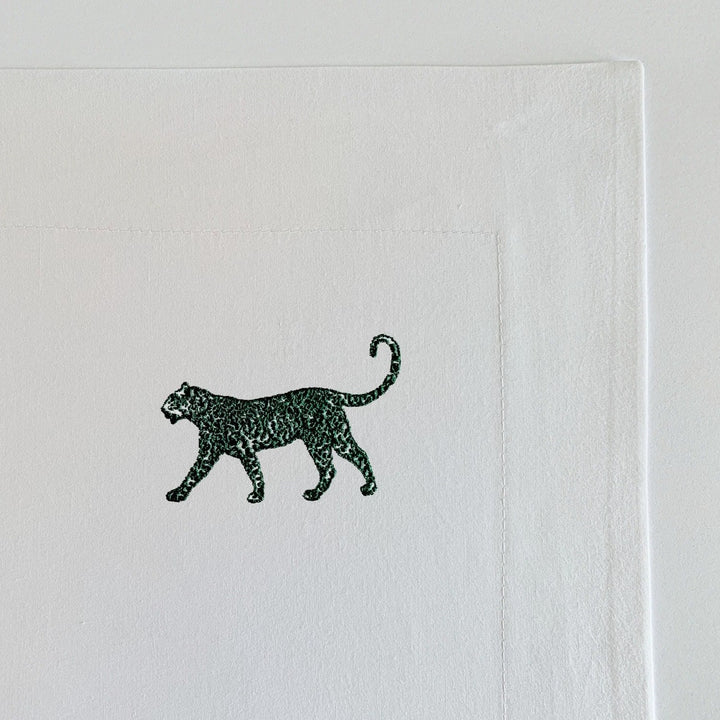 Ralph Hunter Green Embroidered Leopard Cotton Bed Linen