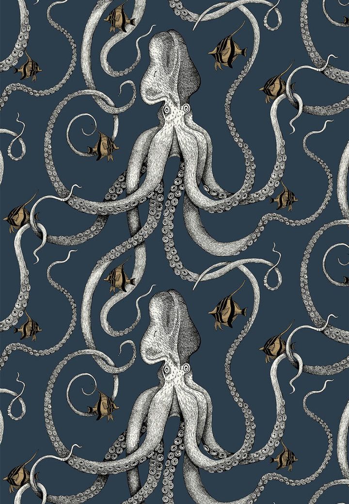 Octopoda Deep Sea Blue Wallpaper