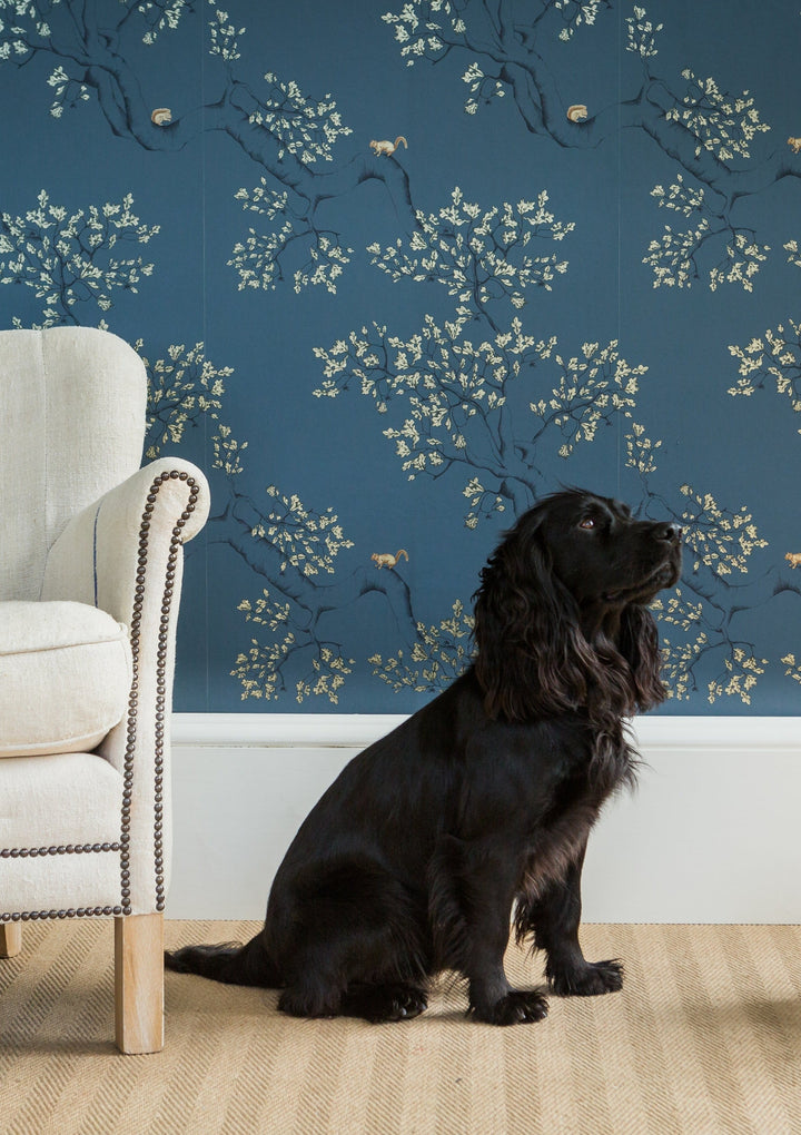 Nutcracker Wallpaper in Navy by Juliet Travers