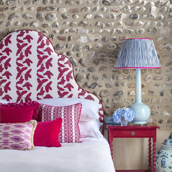 Oak Leaf Linen Fabric in Raspberry | KD Loves