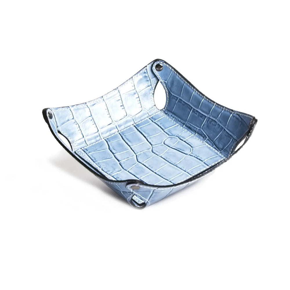 Crocodile Leather Tidy Tray - Powder Blue