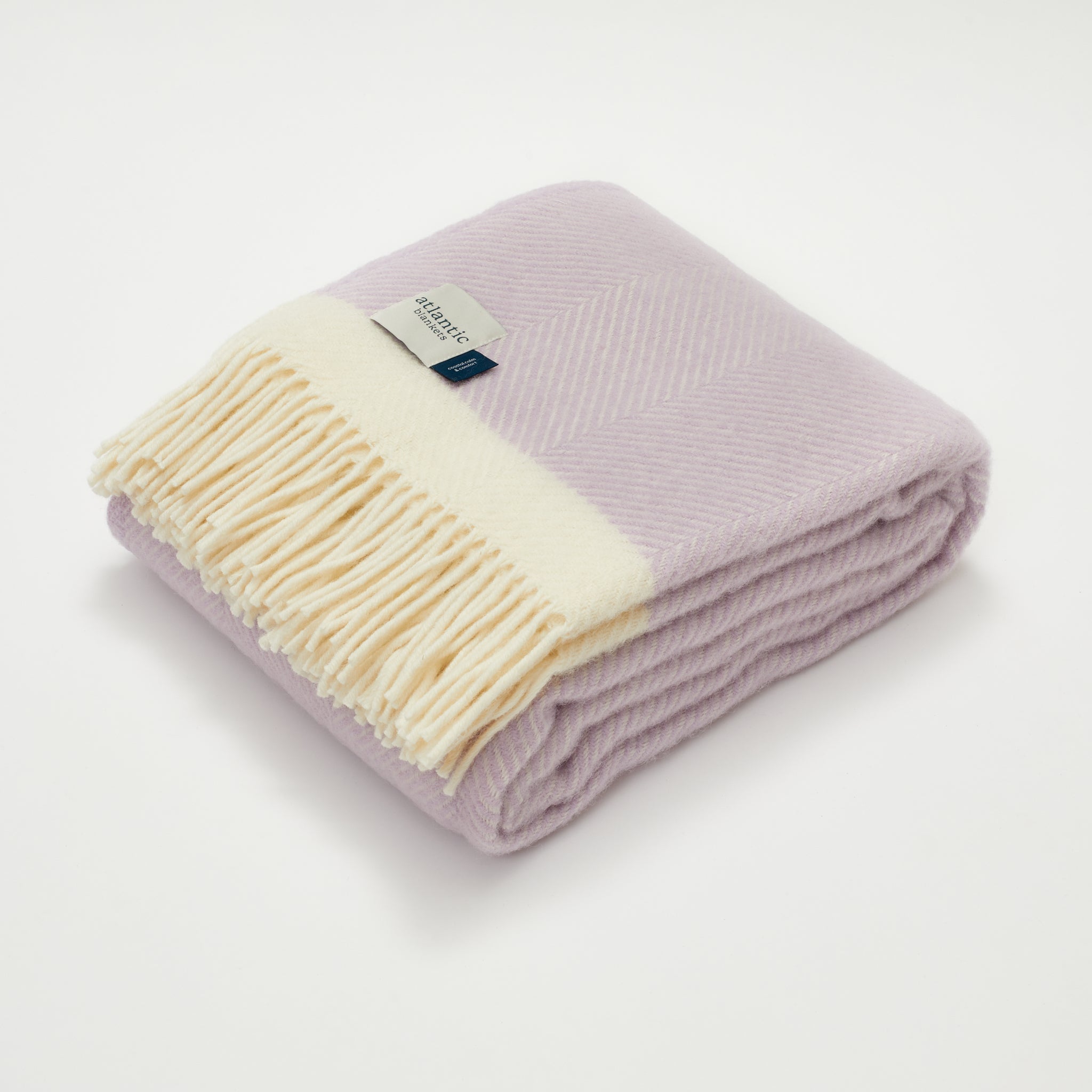 Lilac Herringbone Wool Blanket - Decoralist