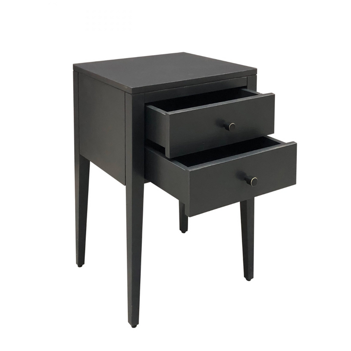 Radford 2-Drawer Oak Bedside Table in Black Paint