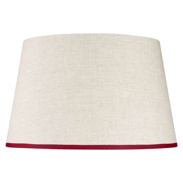 Stretched Linen Lampshade - Ribbed Red Trim