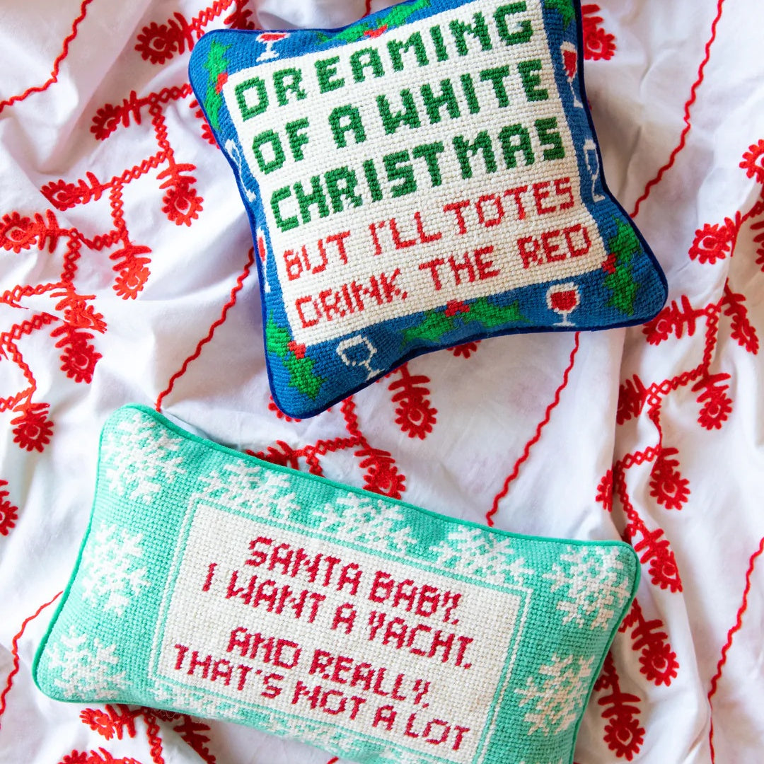 Santa I Want A Yacht Needlepoint Cushion