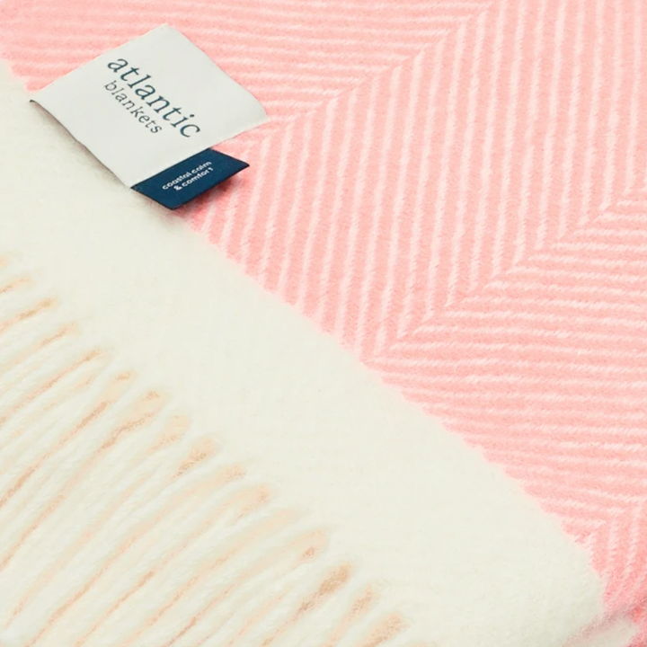 Candy Floss Pink Herringbone Wool Throw