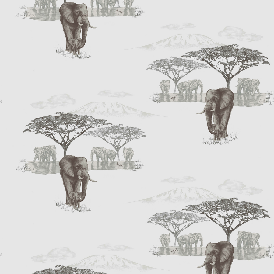 The Waterhole Wallpaper by Juliet Travers in Taupe