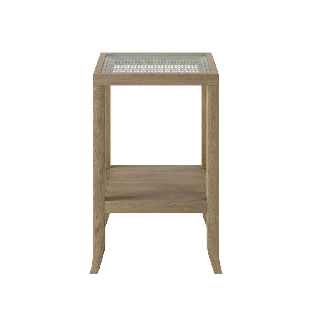Witley Oak & Rattan End Table