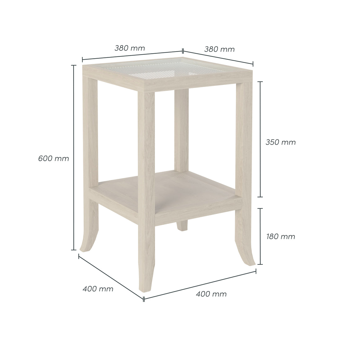 Witley Oak & Rattan End Table