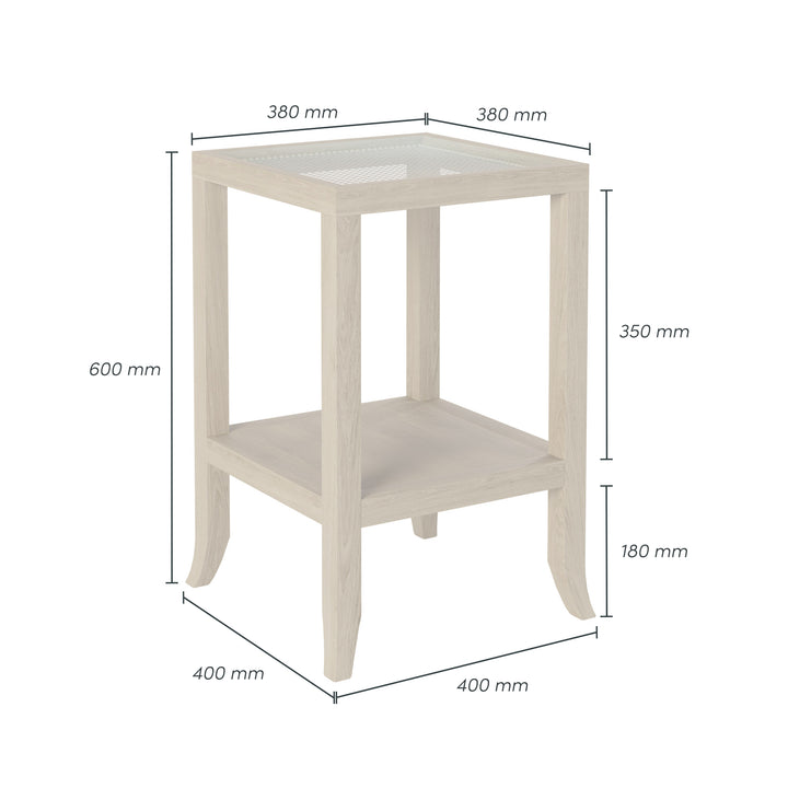 Witley Oak & Rattan End Table