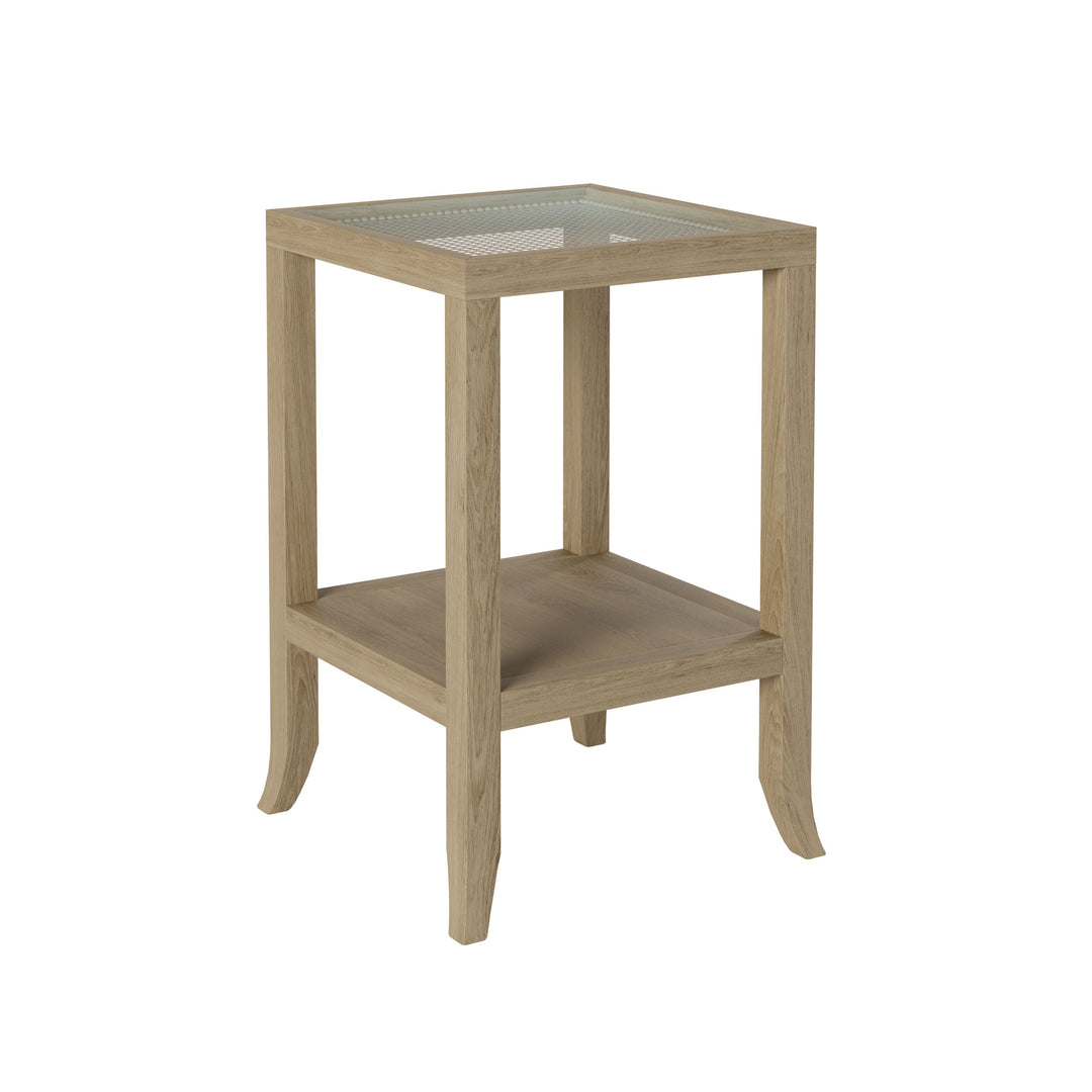 Witley Oak & Rattan End Table