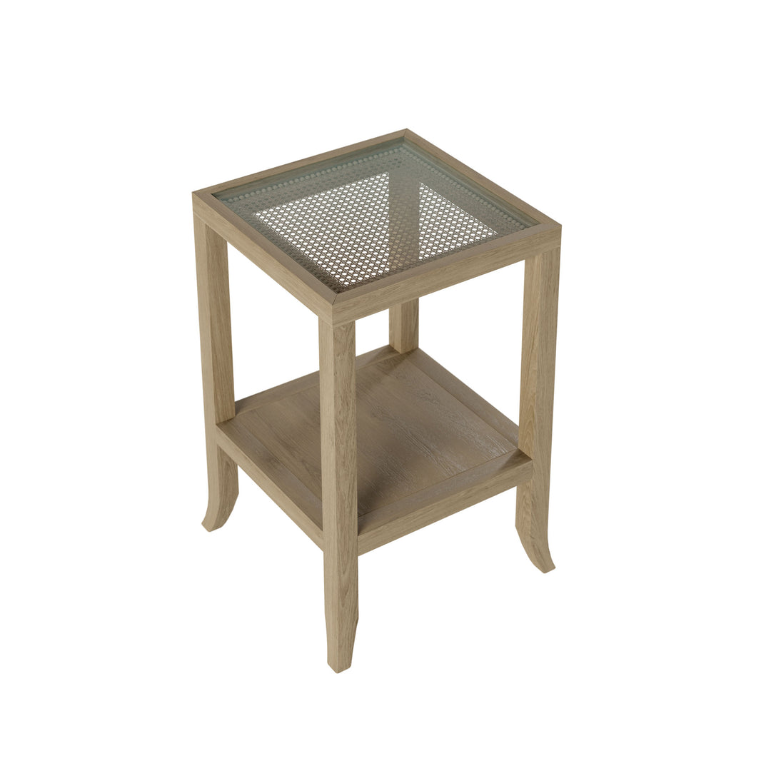 Witley Oak & Rattan End Table