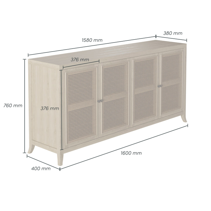 Witley Oak & Rattan Sideboard