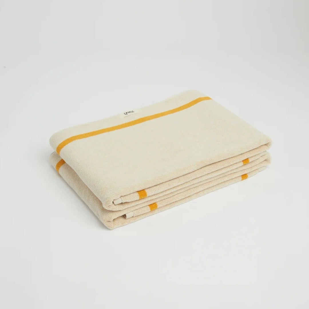 The Classic Ecru & Yellow Organic Cotton Towel