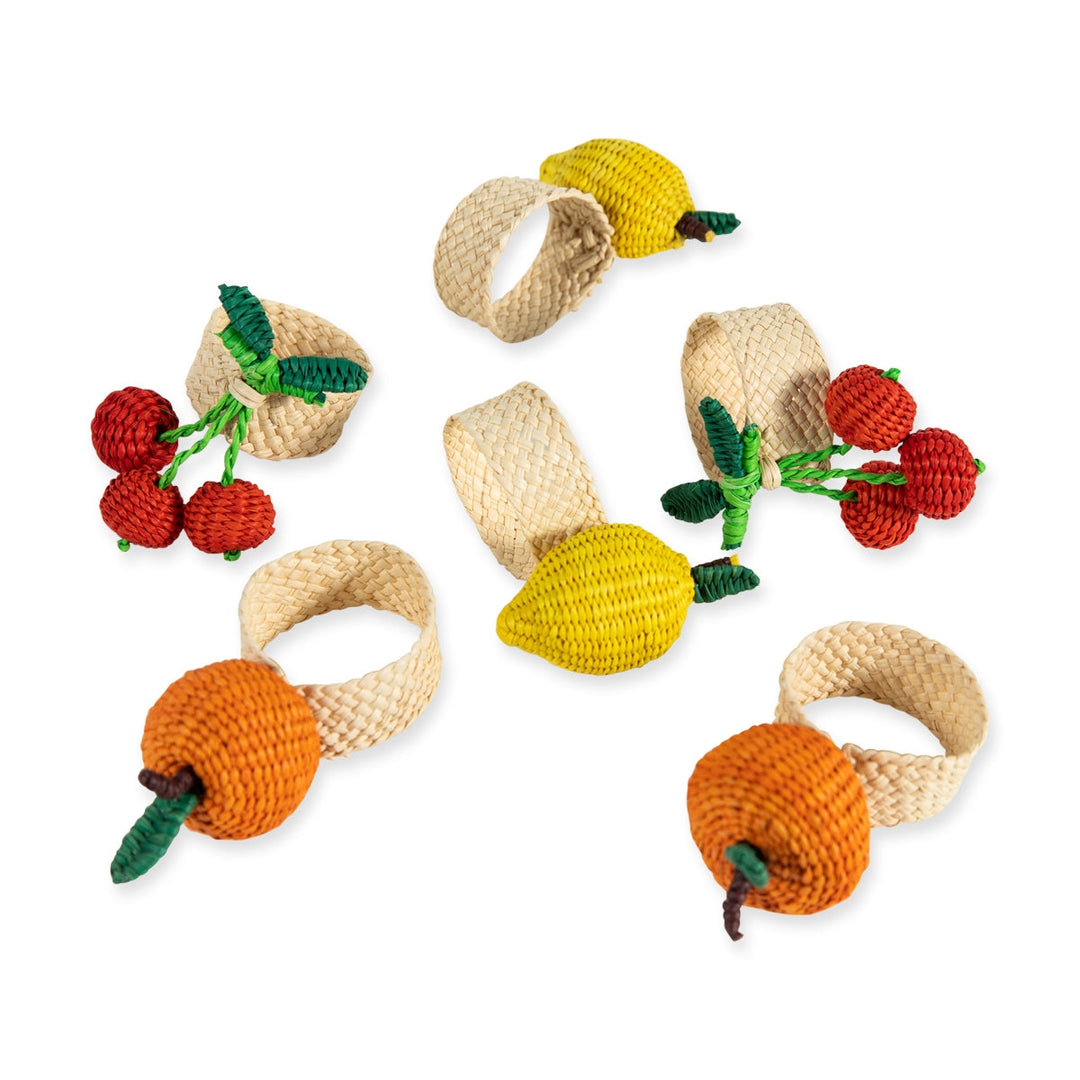 Fruit Basket Raffia Napkin Ring - Set of 6
