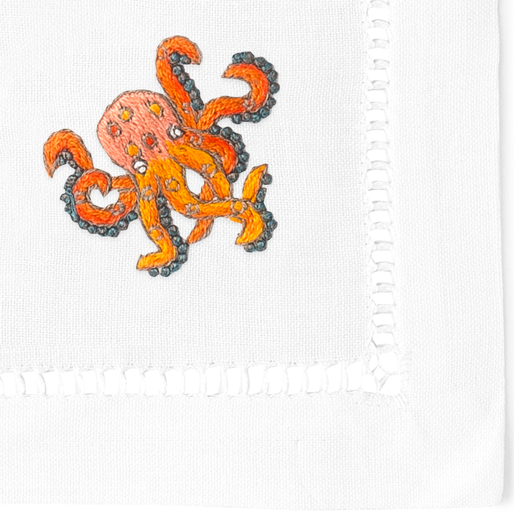 Sea Life Embroidered Cocktail Napkins
