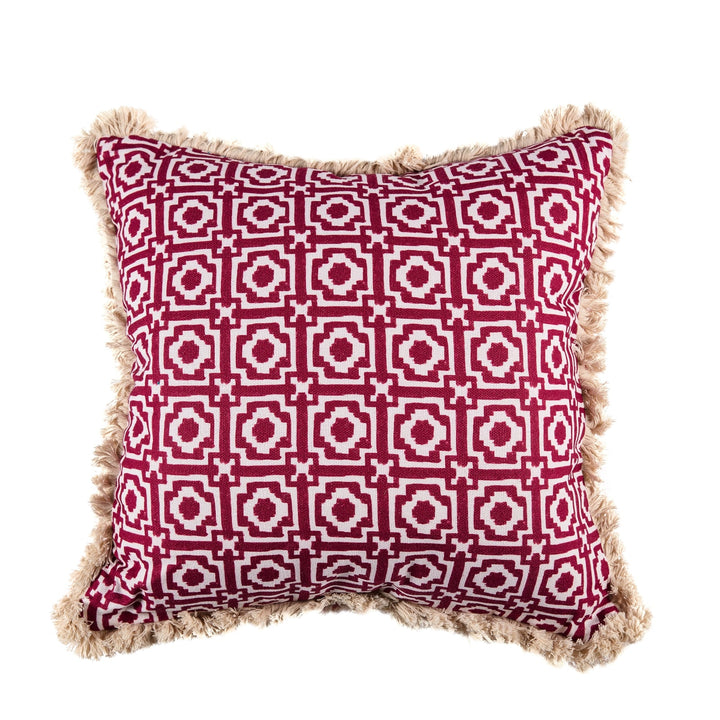 Alotablots Fringed Raspberry Cushion