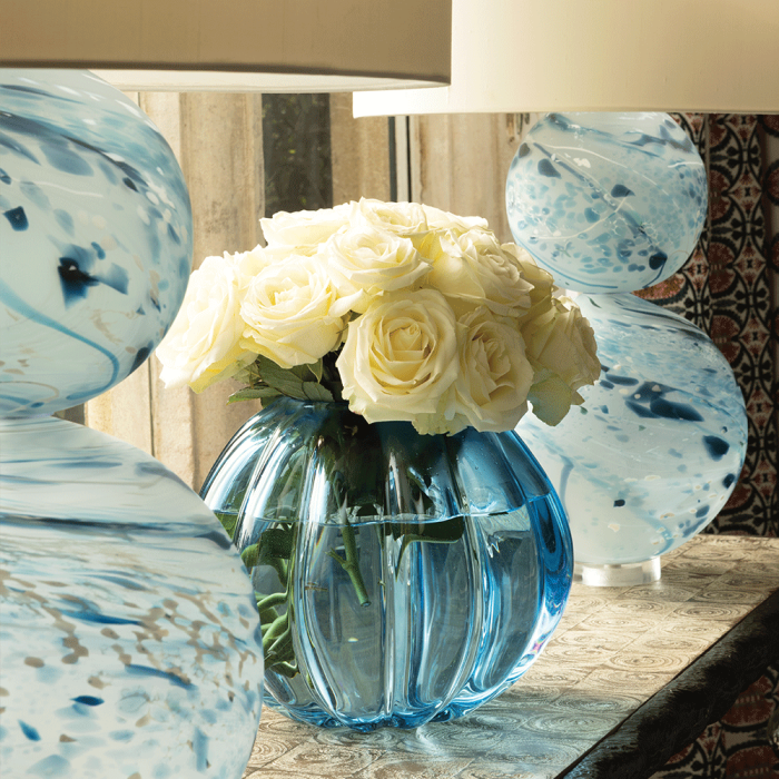 Ariana Crystal Glass Table Lamp - Indigo