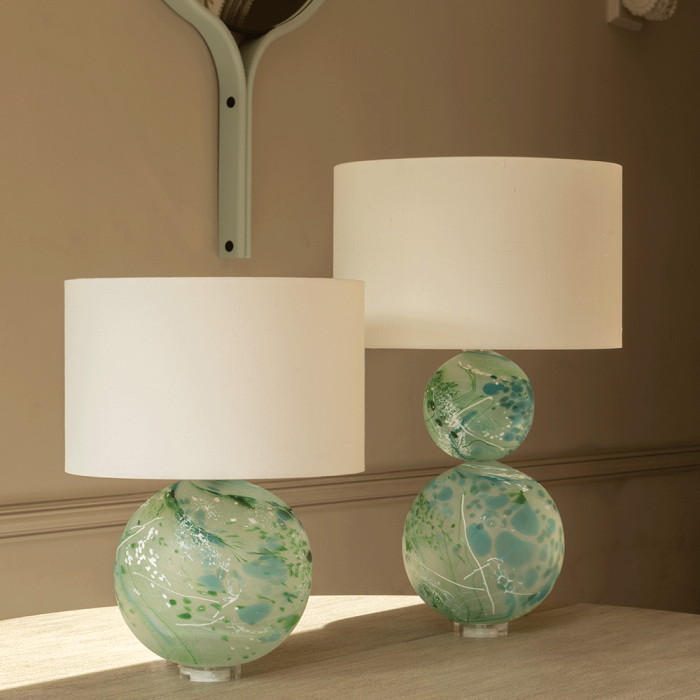 Nyla Crystal Glass Table Lamp - Sea Green