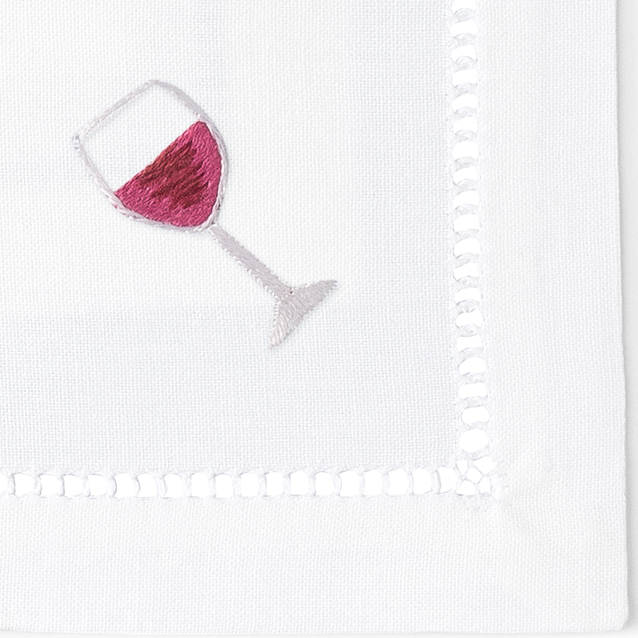 Red Wine Embroidered Cocktail Napkins