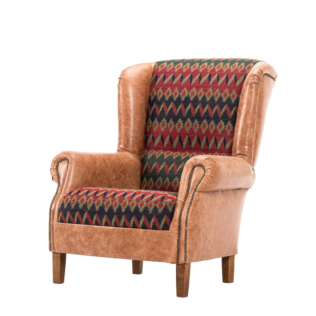Bryant Wingback Armchair - Cortina & Hazelnut Leather