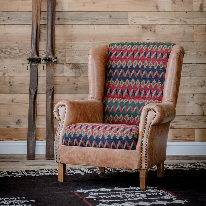 Bryant Wingback Armchair - Cortina & Hazelnut Leather