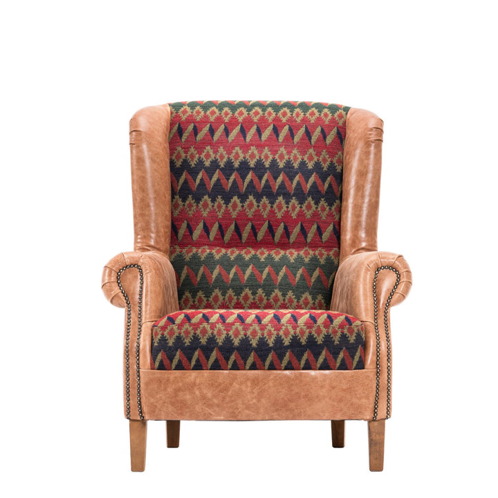 Bryant Wingback Armchair - Cortina & Hazelnut Leather