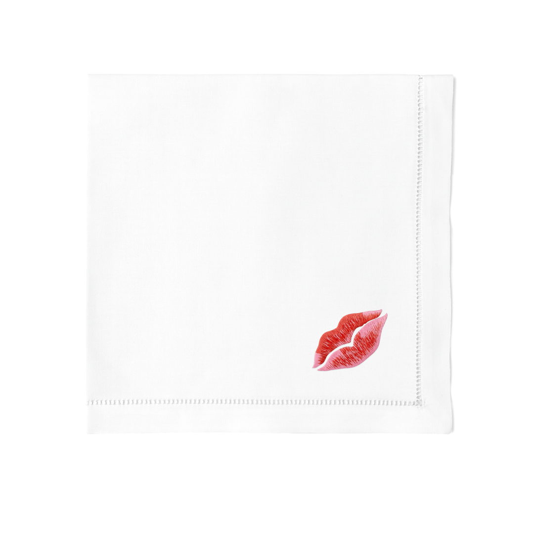 Kiss Embroidered Napkins - Set of 4