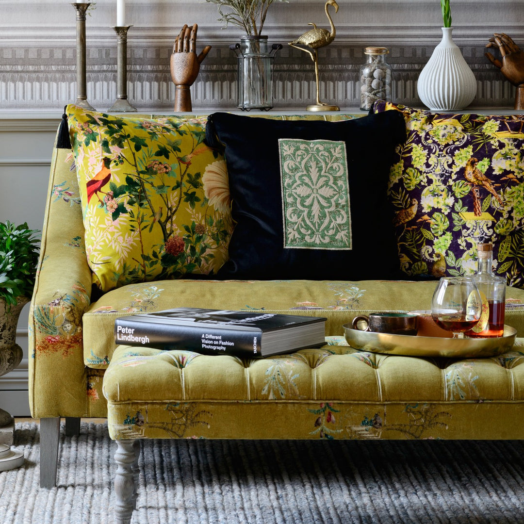 Edward Tufted Bench - Chinoiserie Velvet
