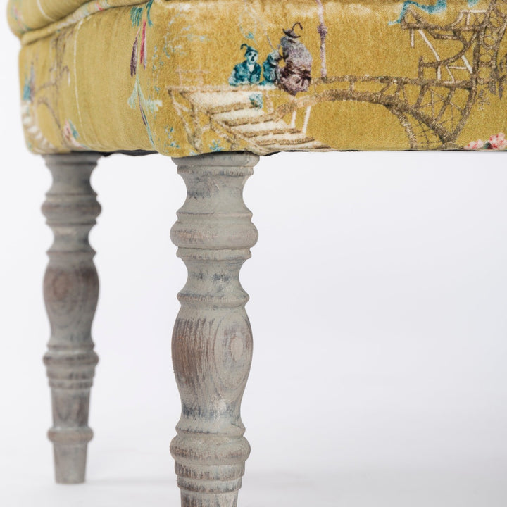Edward Tufted Bench - Chinoiserie Velvet