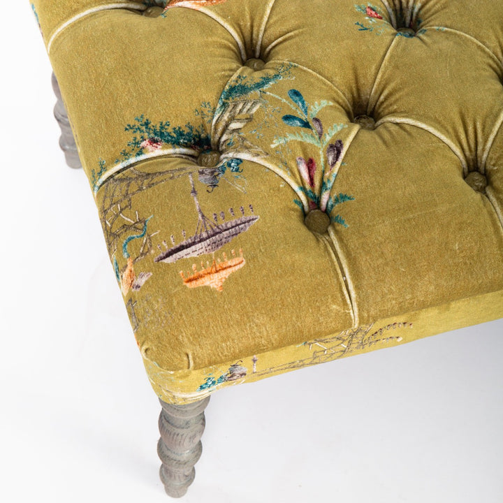 Edward Tufted Bench - Chinoiserie Velvet